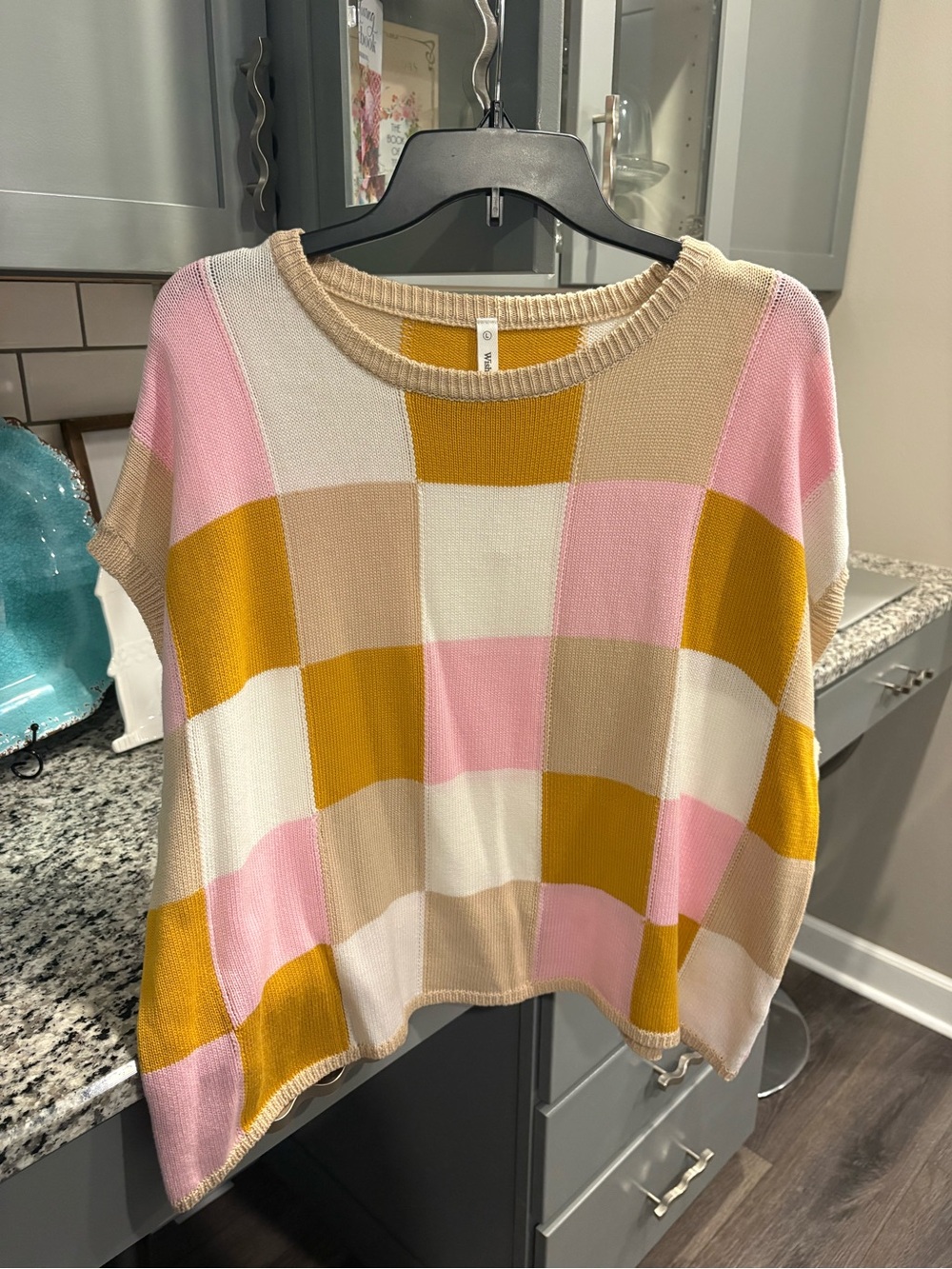 Chunky Colorblock Knit Top in Pink, Mustard & Cream